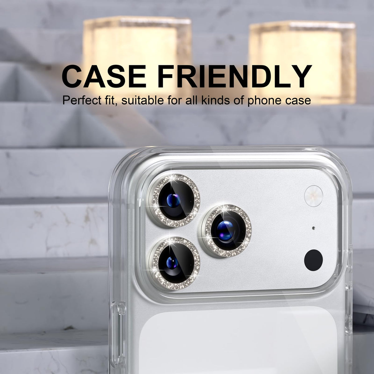 Choiche for iPhone 18 Pro/Pro Max Camera Lens Protector, Glitter Burgundy