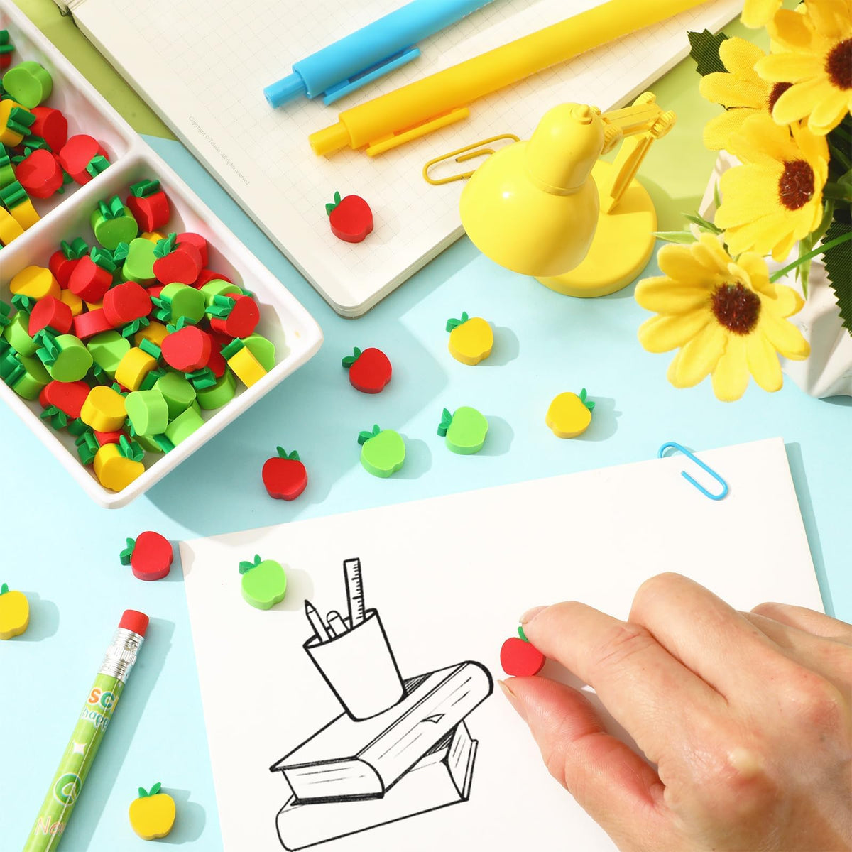JUNEBRUSHS 150Pcs Fall Mini Erasers, Cute Thanksgiving Erasers Bulk