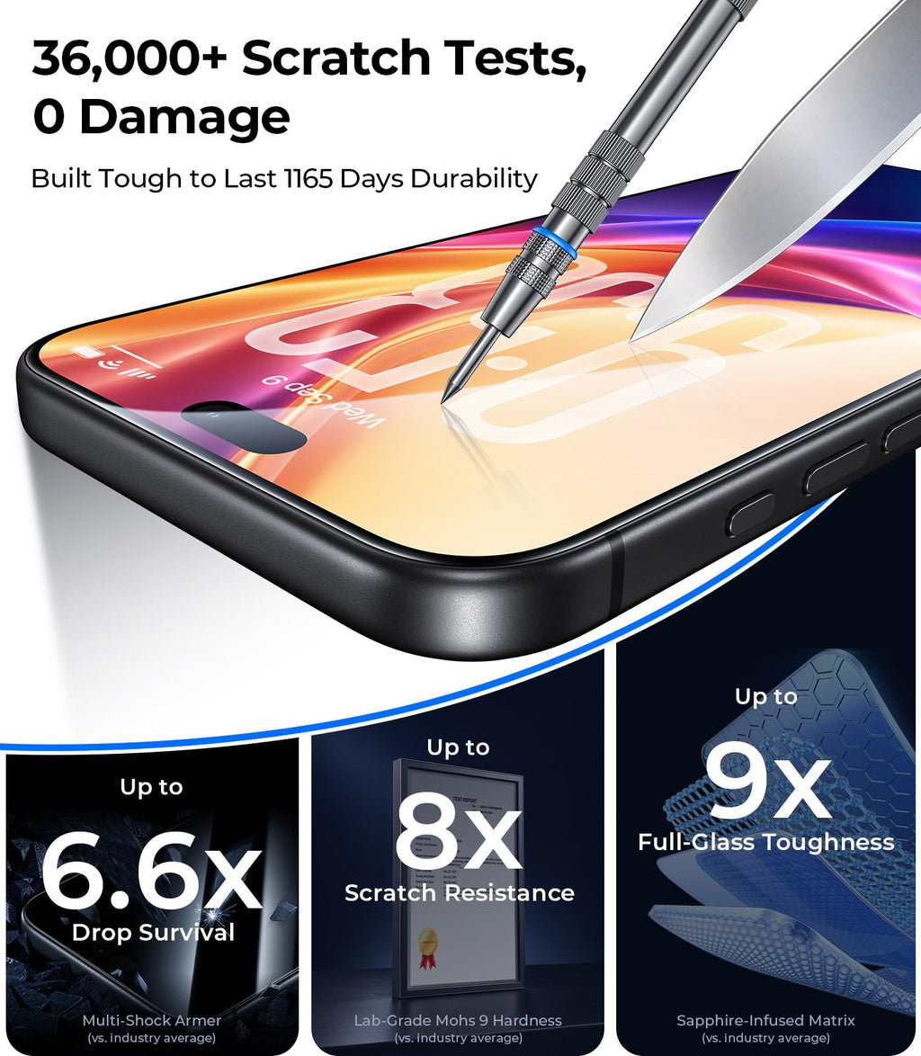 DIMONCOAT Top 9H++ Glass 2 Pack for iPhone 17 Pro Screen Protector 6.3''