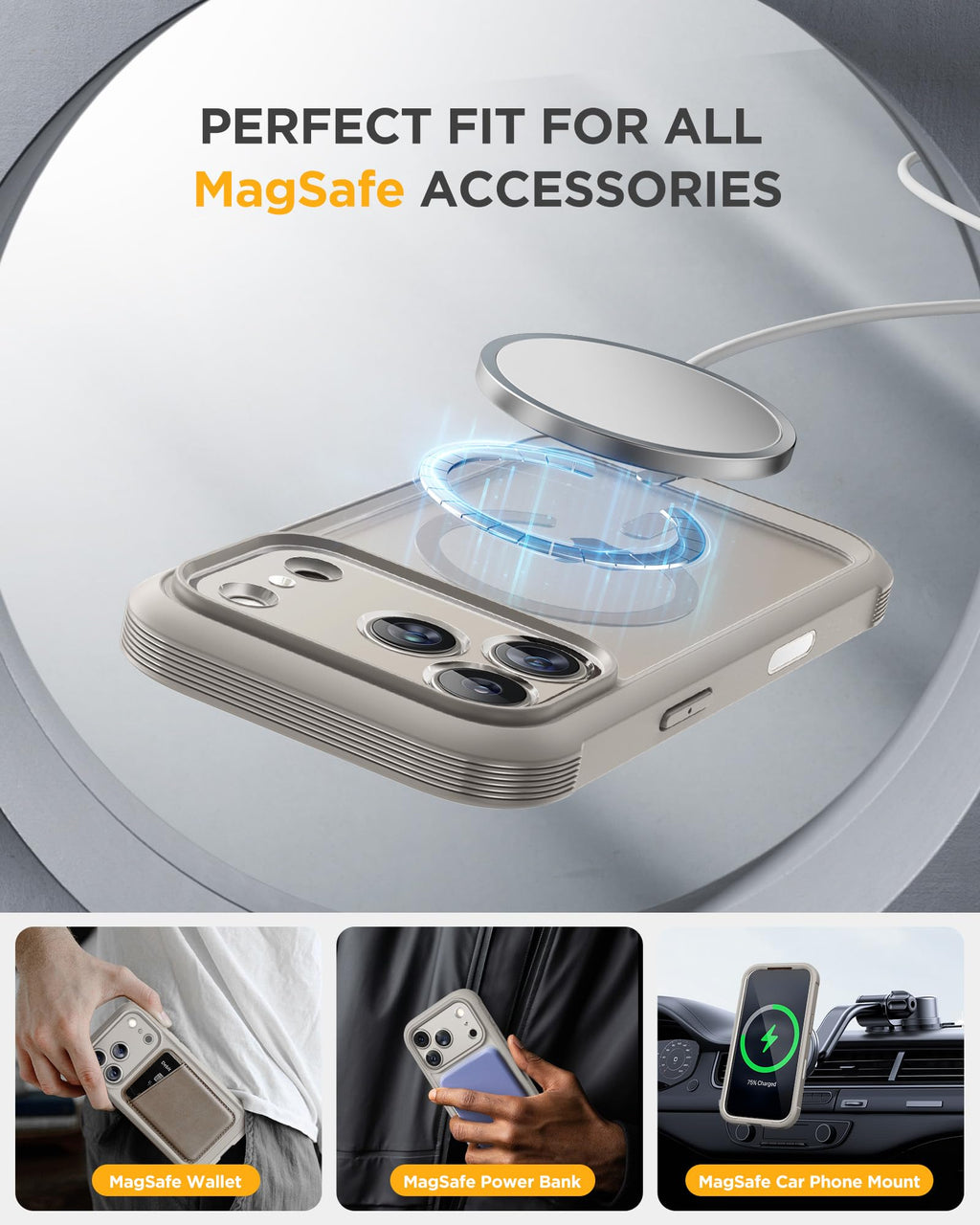 Miracase for iPhone 15 Pro Case 6.1'',with Private Screen Protector,Black