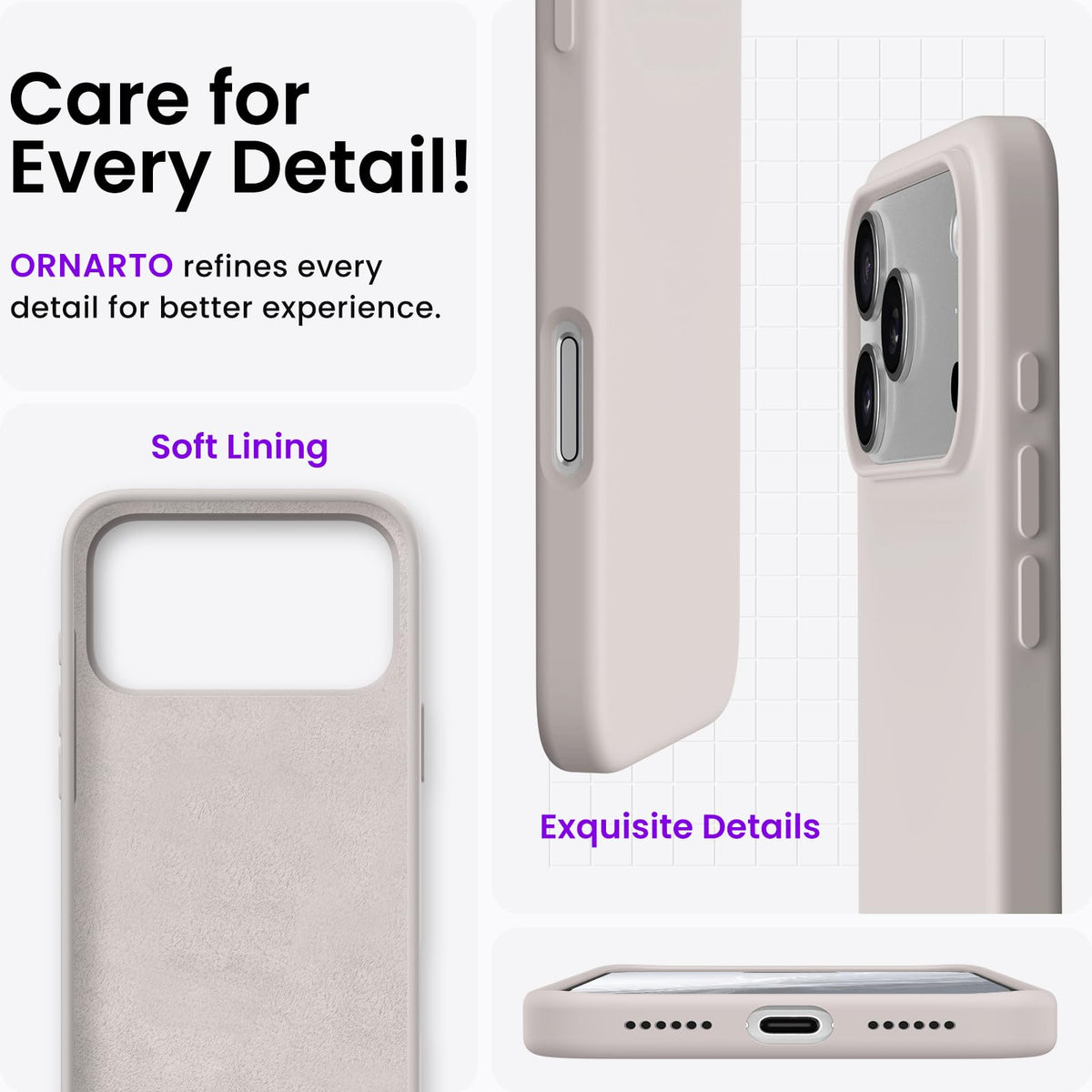 ORNARTO for iPhone 18 Pro Max Case, Liquid Silicone, Cloud Blue