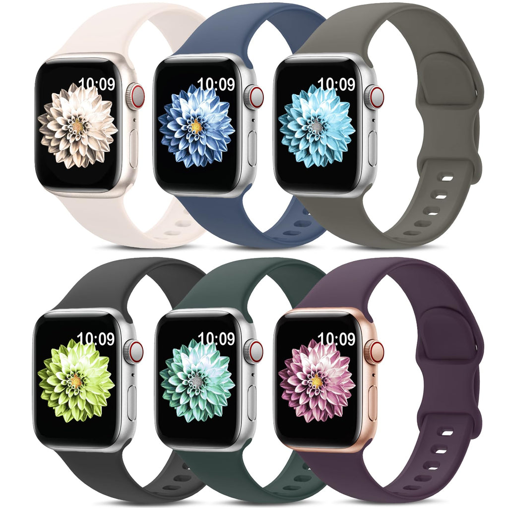 6 Pack Sport Silicone Bands Compatible with Apple Watch Band for Women Men