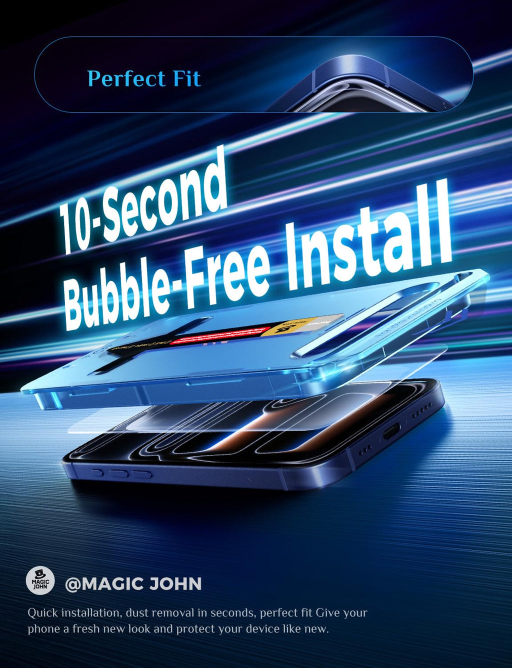 MAGIC JOHN 2 Pack Screen Protector for iPhone SE 3/SE 2 (2022/2020 Edition), iPhone7/8/6 Tempered Glass, Auto Dust-Elimination, Bubble Free, Easy Installation