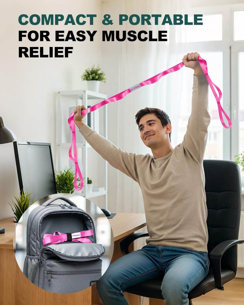 Trideer Stretching Strap with Loops, Yoga Strap, Stretch Bands for Exercise