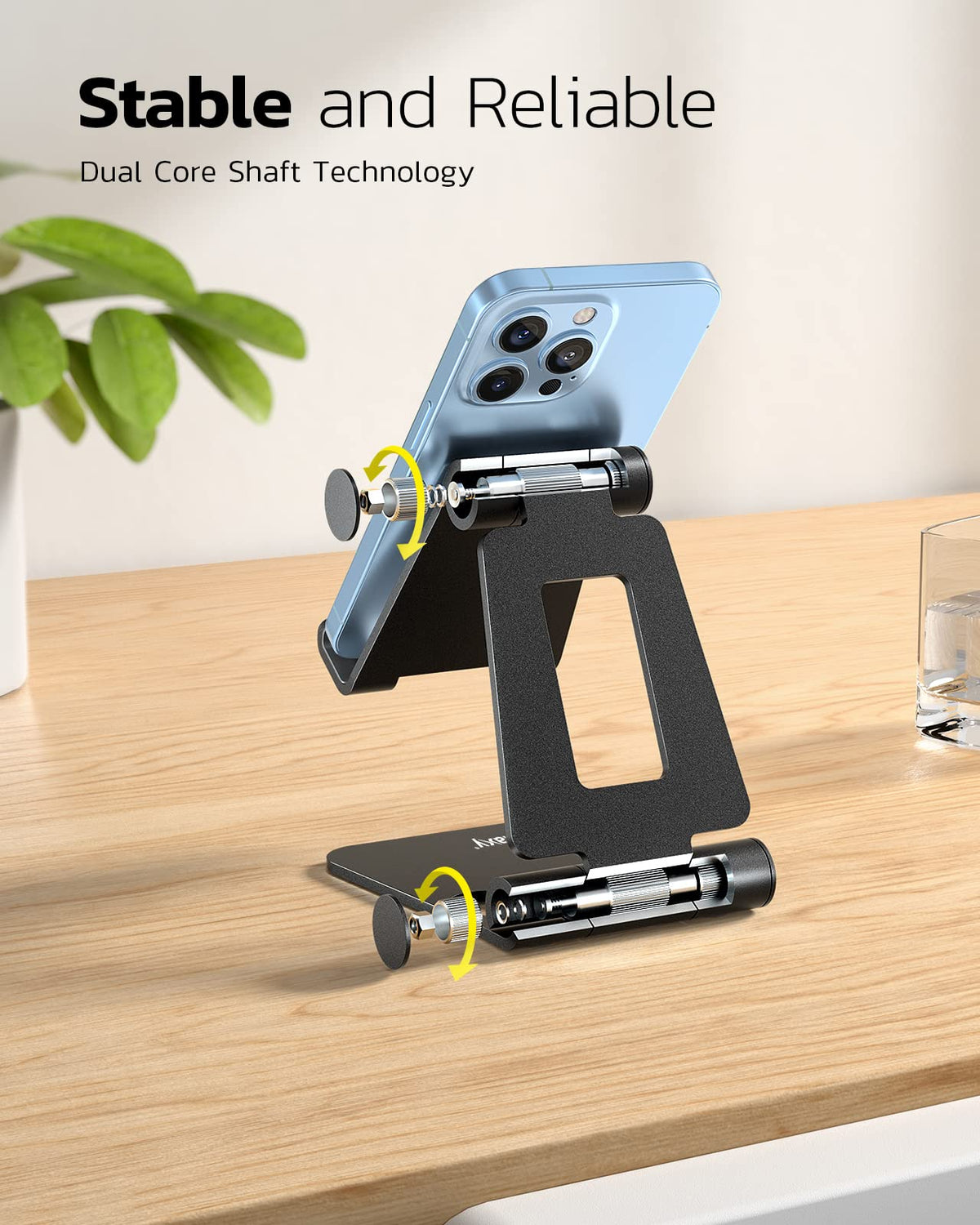 Nulaxy Full Aluminum Dual Folding Cell Phone Stand for Desk, Purple
