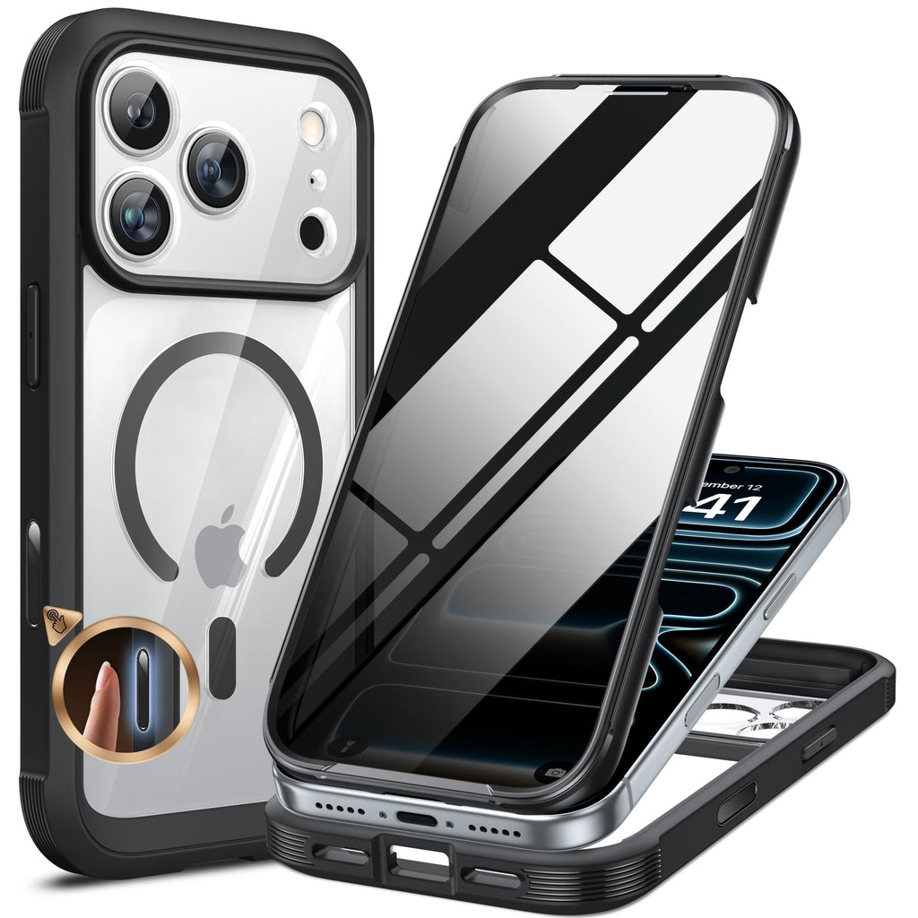 Miracase for iPhone 15 Pro Case 6.1'',with Private Screen Protector,Black