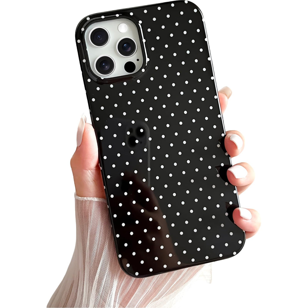 Yeddabox for iPhone 14 Plus Case Cute Polka Dot Phone Case Soft TPU Slim Shockproof Phone Cover for Women Girls, White