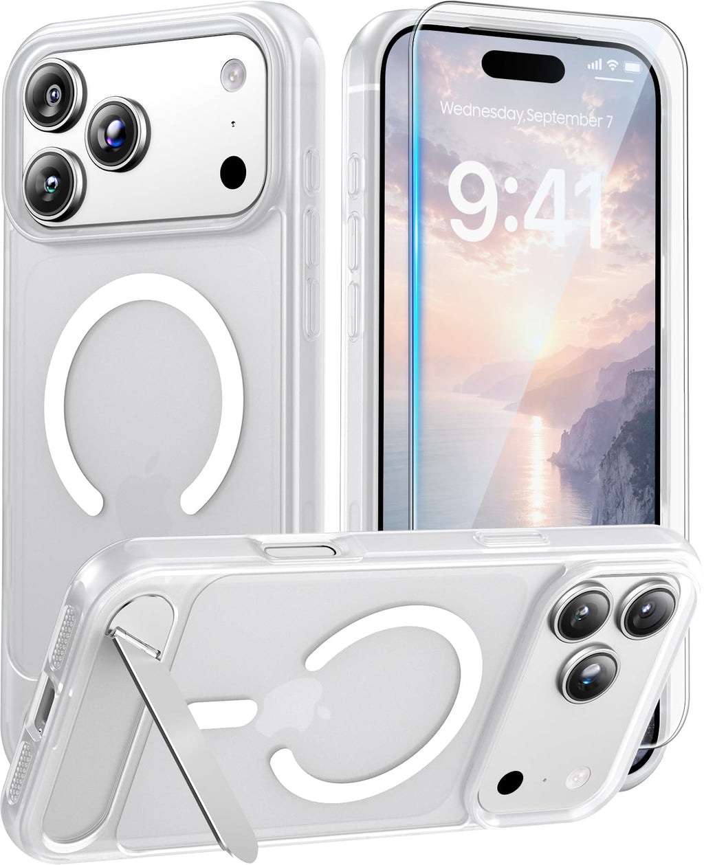 Magnetic for iPhone 15 Case with Stand, Clear