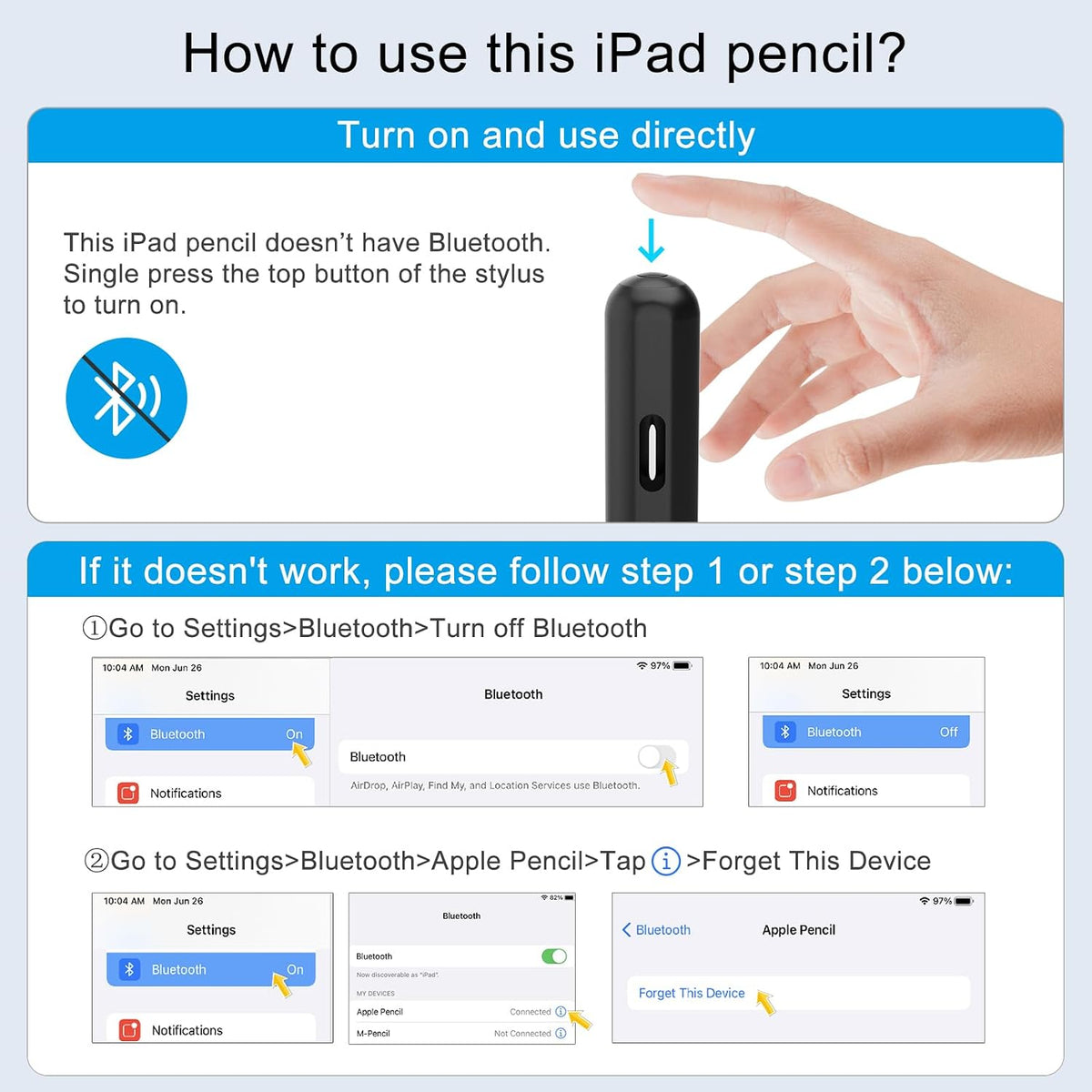 Stylus Pen for iPad, 13 mins Fast Charge Stylus with Palm Rejection, Tilt Sensitivity, Compatible with 2018-2025 iPad Air 3/4/5/6, iPad mini 5/6, iPad 6/7/8/9/10, iPad Pro 11"/12.9"/M4 (Black)