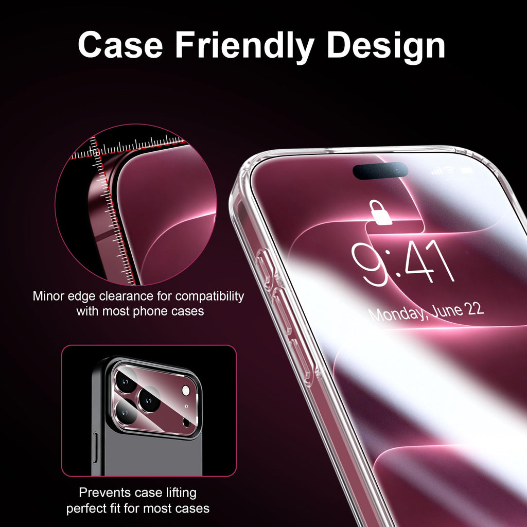QHOHQ for iPhone 18 Pro Screen Protector, 9H+ Tempered Glass, 3+3 Pack