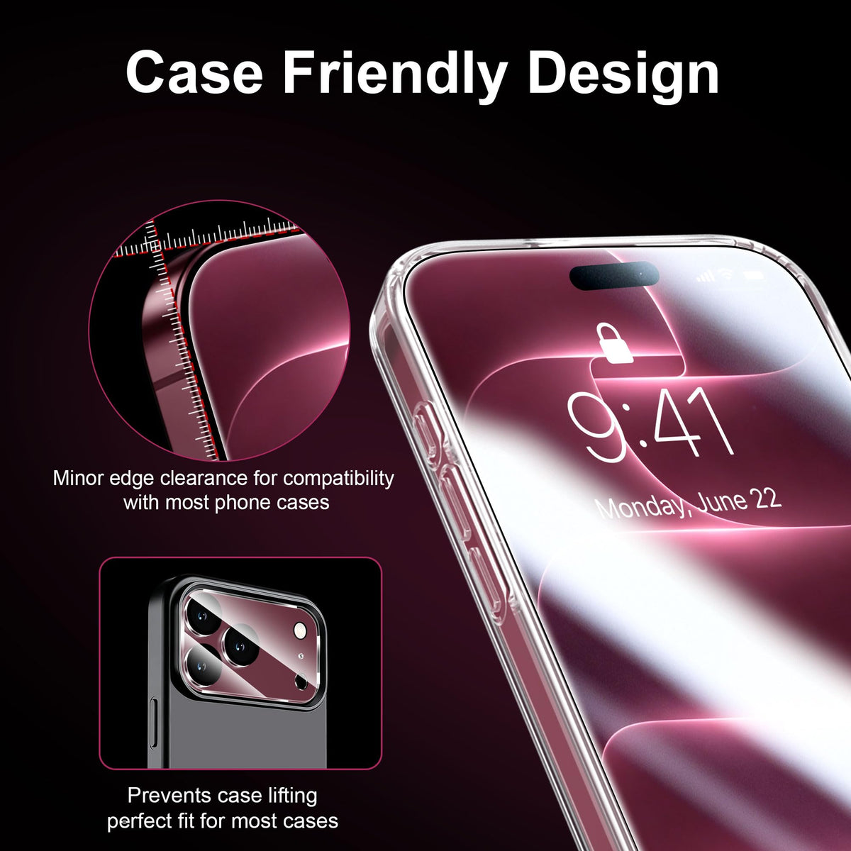 QHOHQ for iPhone 18 Pro Screen Protector, 9H+ Tempered Glass, 3+3 Pack