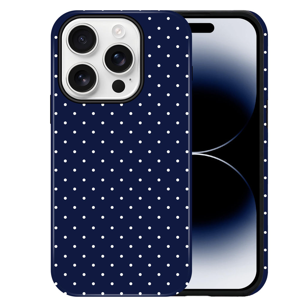 Polka Dot Pattern Phone Case for iPhone 16 Pro Max 6.9", Navy