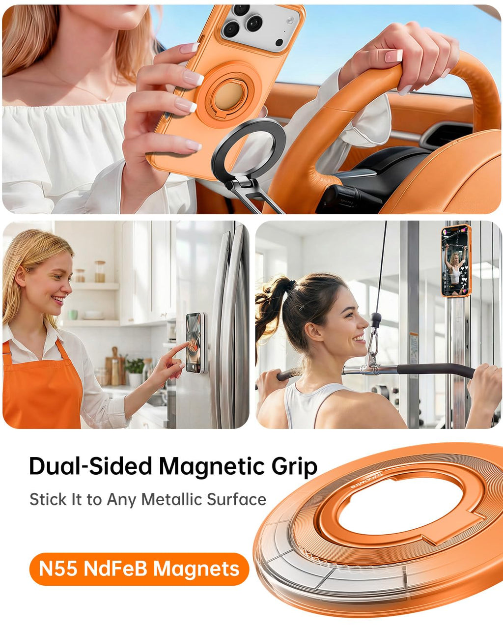 SYNCWIRE for MagSafe Phone Grip, Magnetic Phone Ring Holder Stand Kickstand