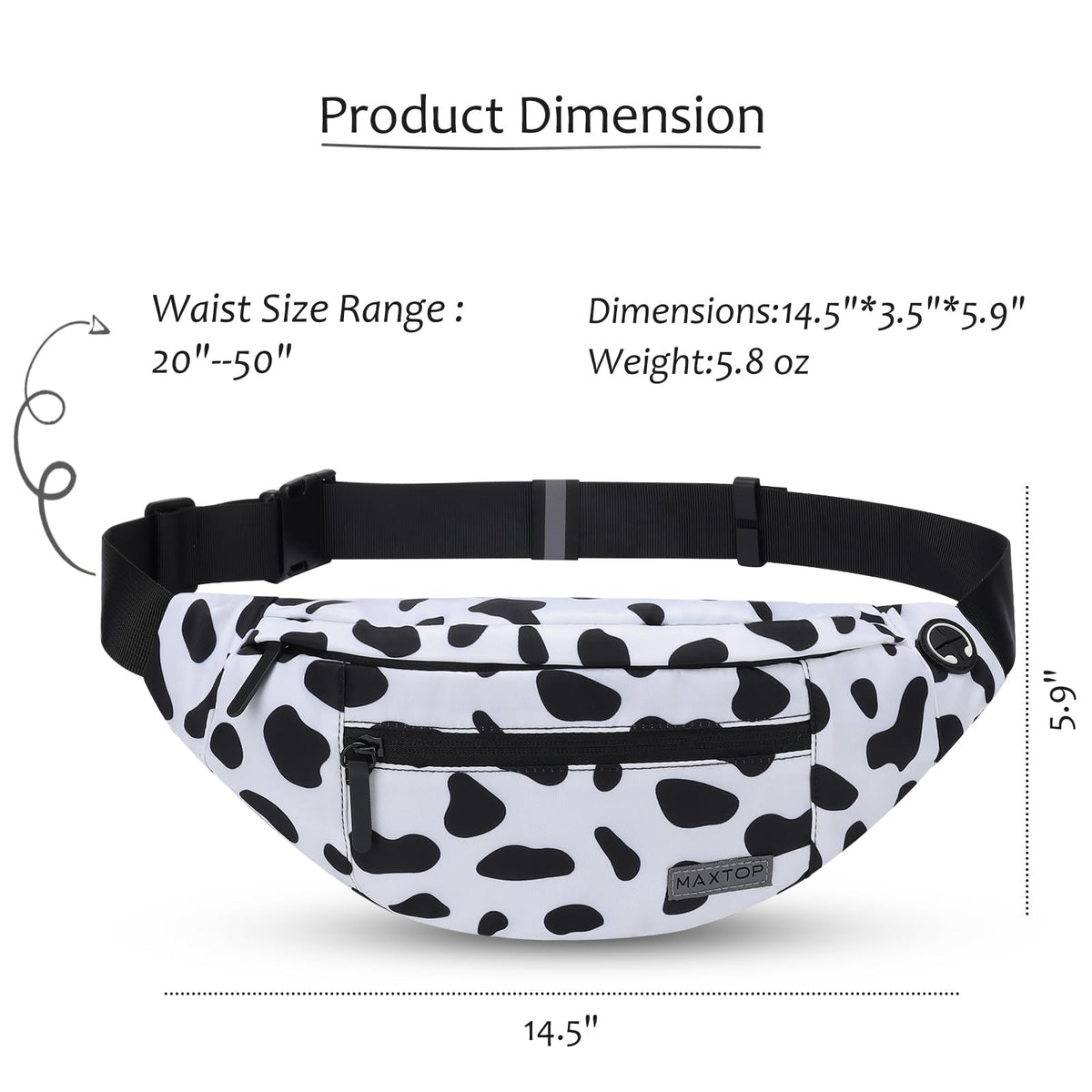 MAXTOP Large Fanny Pack for Women Men Crossbody Bag with 4-Zipper Pockets