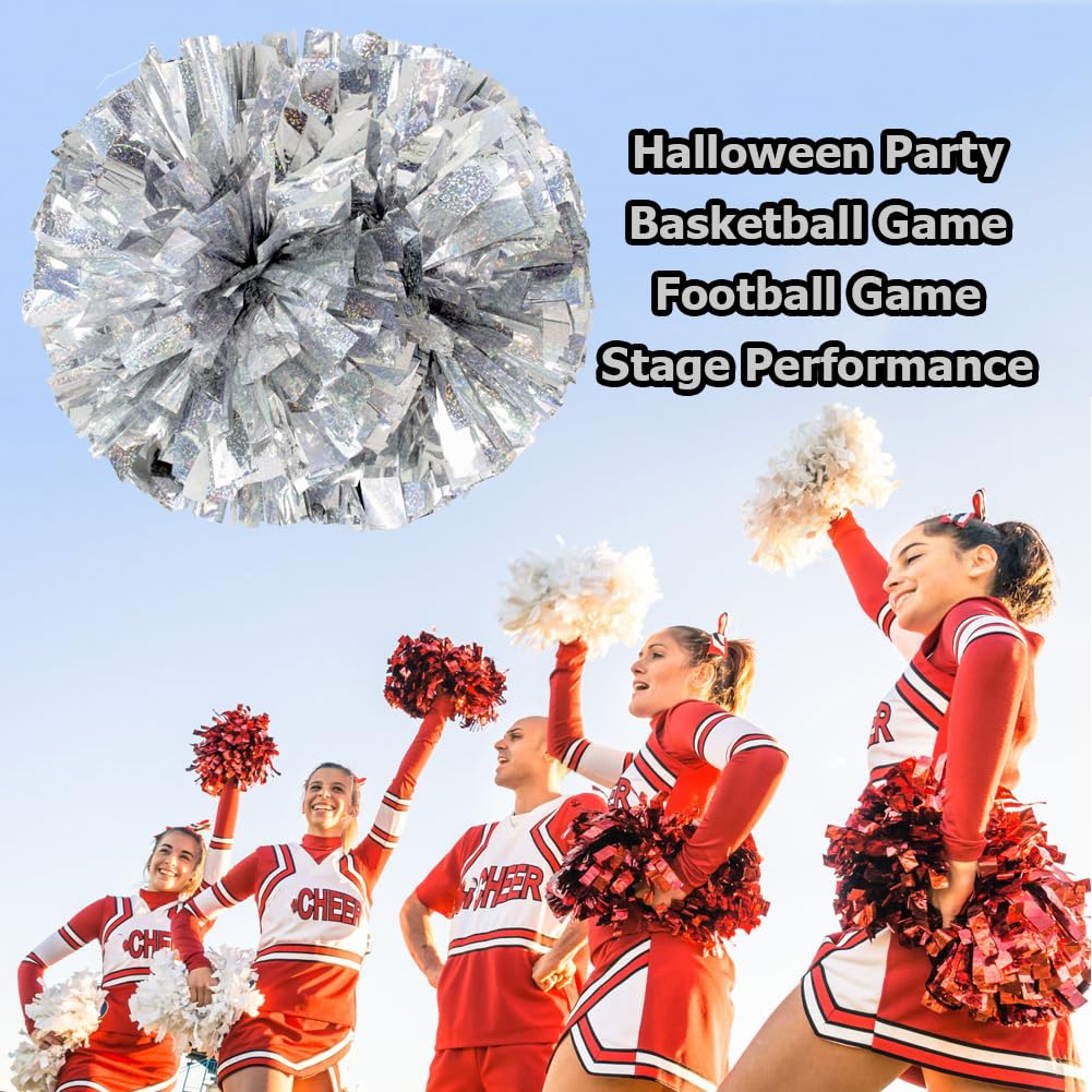Hooshing 2/6/12PCS Pom Poms Cheerleading with Baton Handle Cheerleader Pompoms for Cheering Sports Games Dancing Party Team Spirit