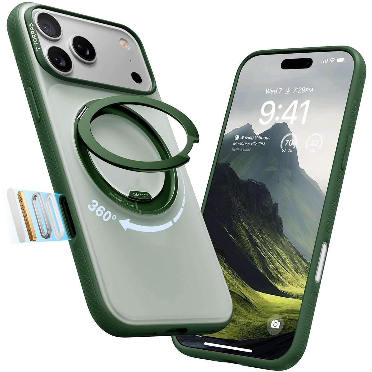 TORRAS 360 Magnetic Stand for iPhone 17 Pro Max Case, Clear