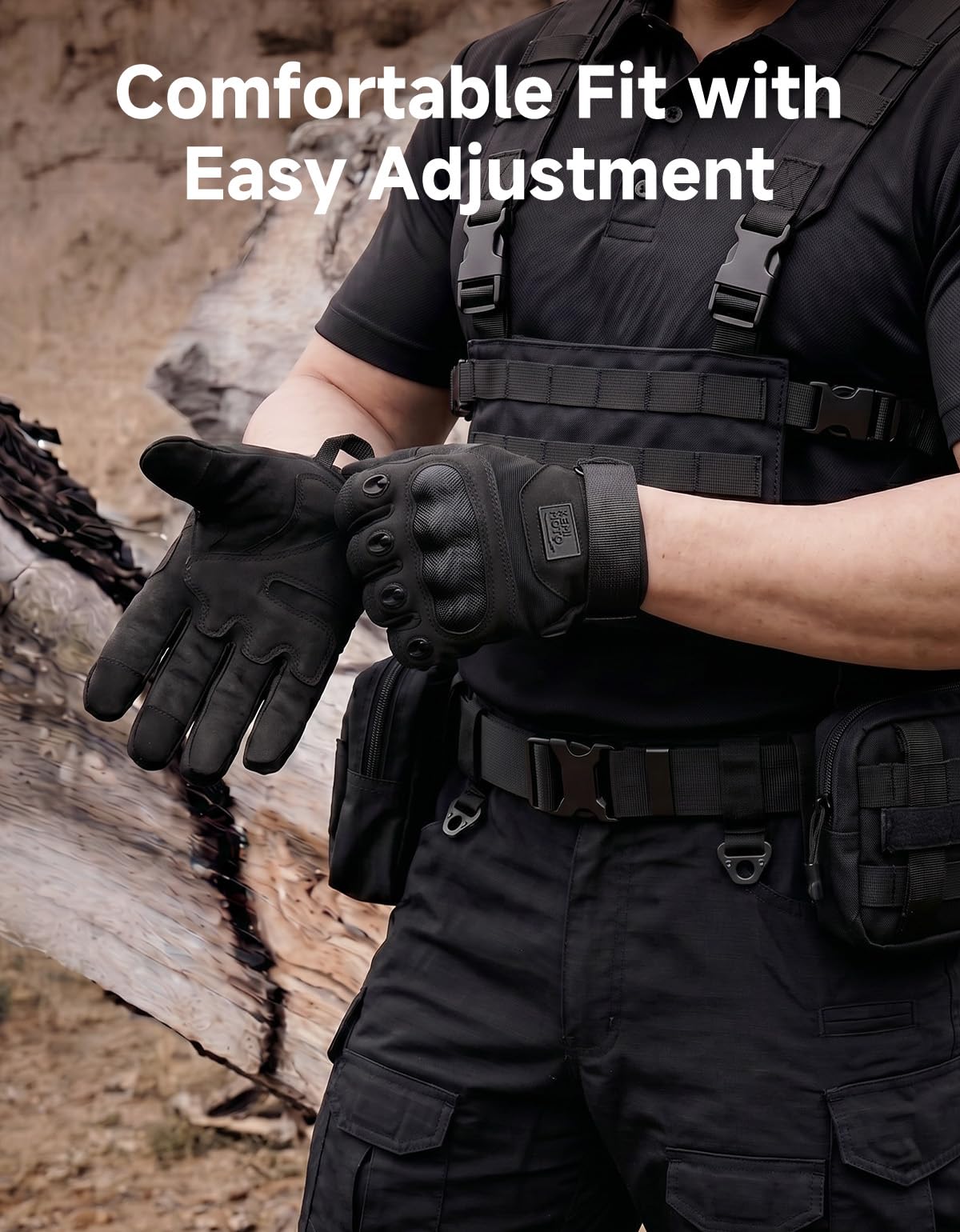 KEMIMOTO Tactical Gloves for Men, Touchscreen Motorcycle Gloves with Hard Shell & Palm Padding for Sports Motorcycle Cycling Tactical Airsoft Paintball Hunting Hiking