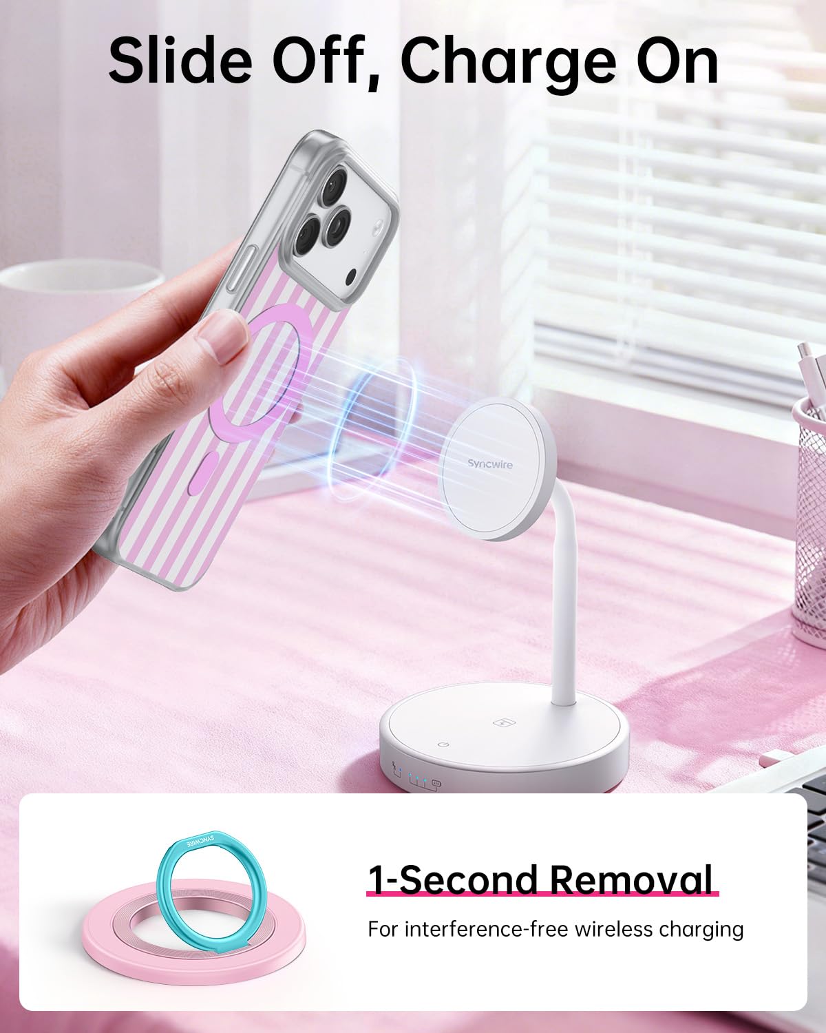 SYNCWIRE for MagSafe Phone Grip, Magnetic Phone Ring Holder Stand Kickstand