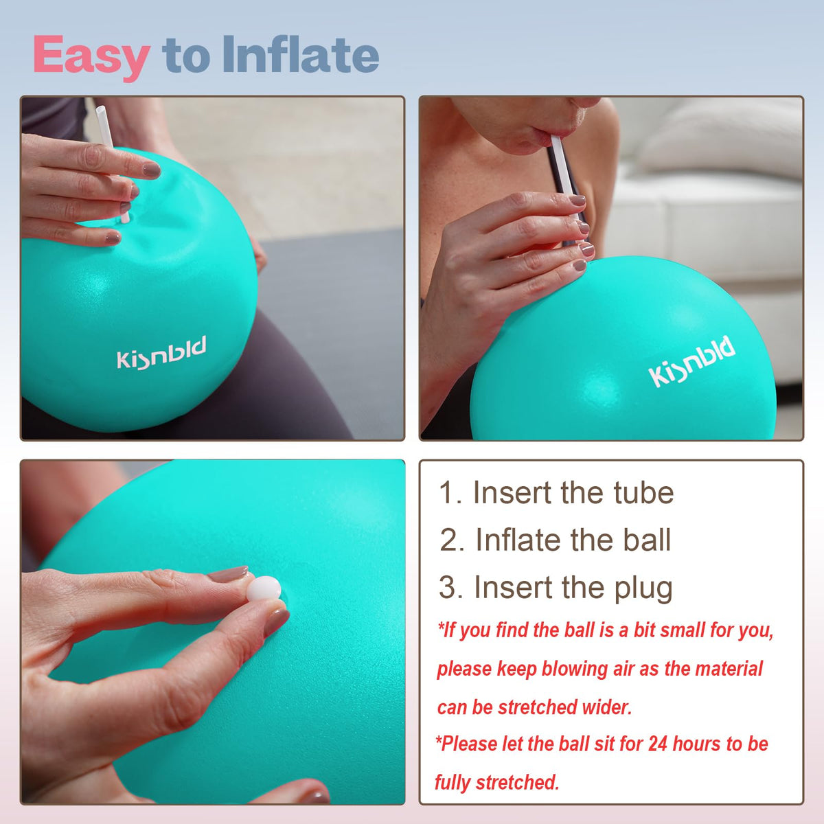 kisnbld 9 Inch Pilates Ball, Small Exercise Ball for Core &Physical Therapy