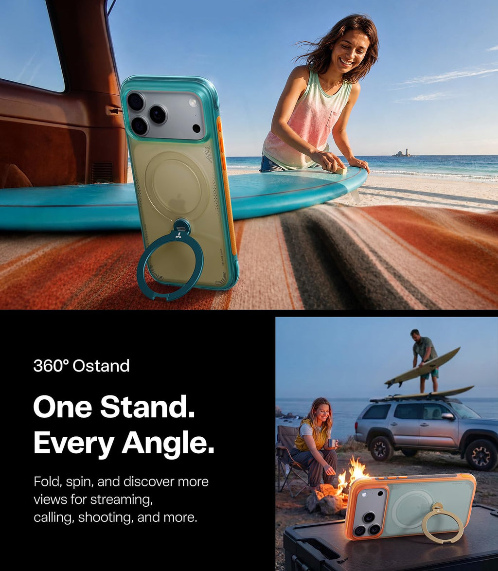 TORRAS Ostand Q3 Air for iPhone 15 Pro Max Case with Stand, Shockproof