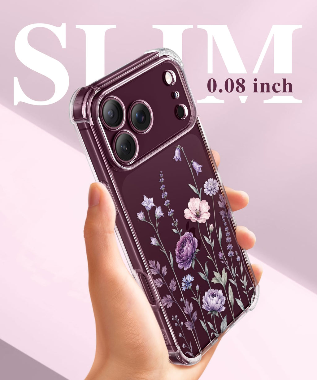GVIEWIN for iPhone 18 Pro Max Case/17 Pro Max Case Floral Clear Slim Women