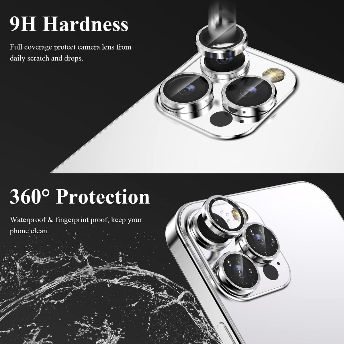 YWXTW Camera Lens Protector for iPhone 16 Pro/iPhone 16 Pro Max, [1 Step Installation Tray] Tempered Glass Screen Protector Metal Individual Camera Cover Accessories Case Friendly (Desert Titanium)