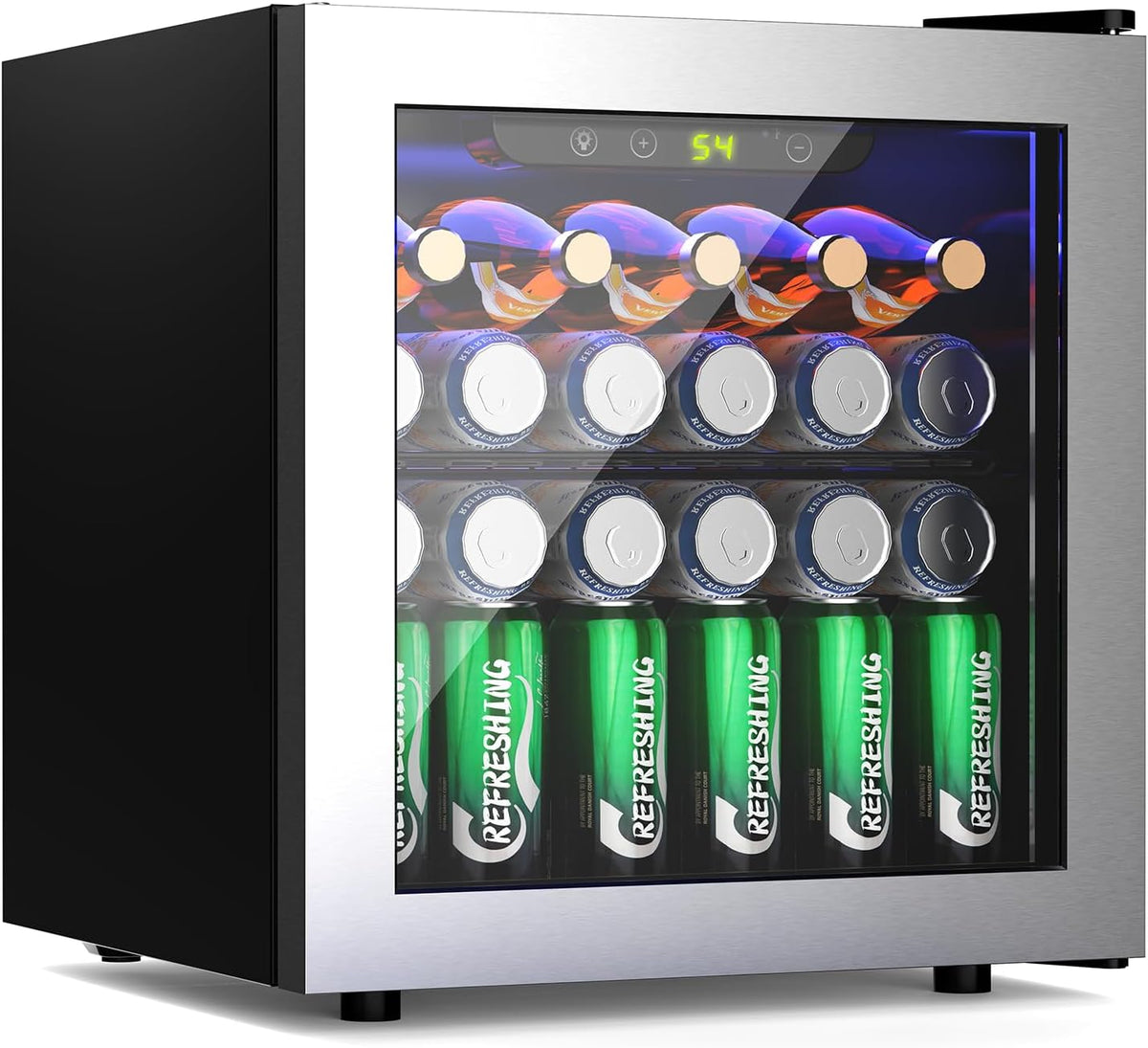 Kismile Beverage 36L Refrigerator Cooler Mini Fridge,1.3 Cu.Ft Drink Fridge for 12 Bottle 50 Can with Quiet Compressor,LED Light,Electronic Temperature Control for Home/Bar/Office