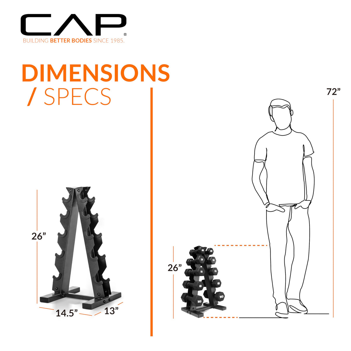 CAP Neoprene Dumbbell Pairs & Sets, Non-Slip Grip, Hex Design