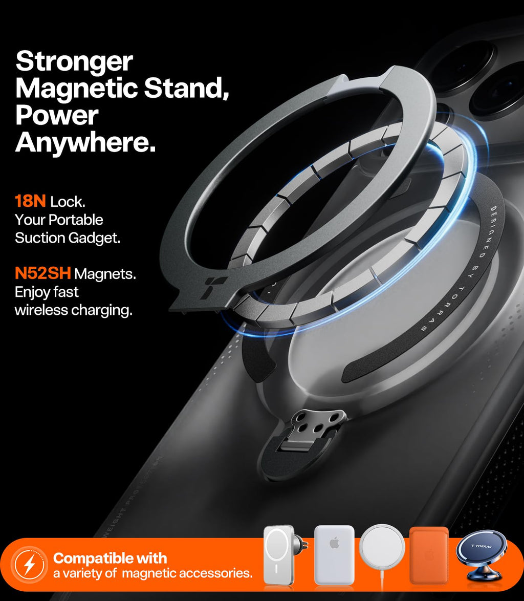 TORRAS Ostand Q3 Air for iPhone 15 Pro Max Case with Stand, Shockproof