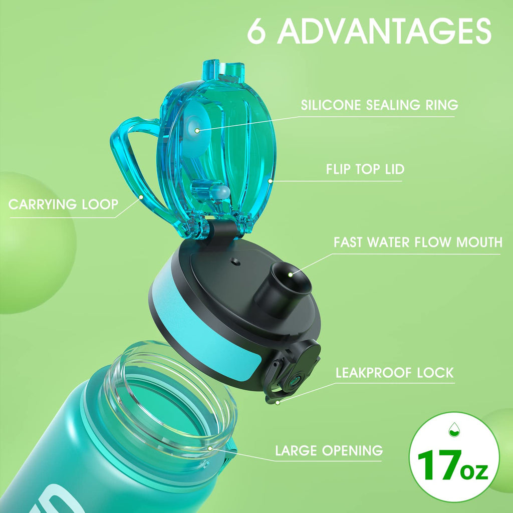 Sahara Sailor Water Bottle 32oz, Tritan Sports Bottle with Time Marker
