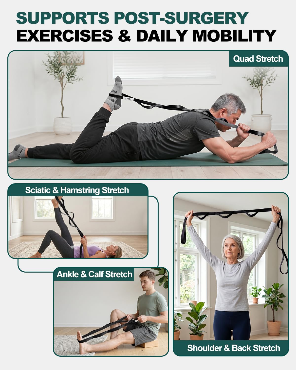 Trideer Stretching Strap with Loops, Yoga Strap, Stretch Bands for Exercise