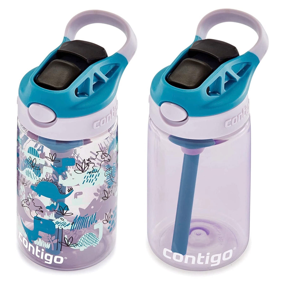 Contigo Aubrey Kids Water Bottle, Dinos & Sharks, 14oz, 2-Count
