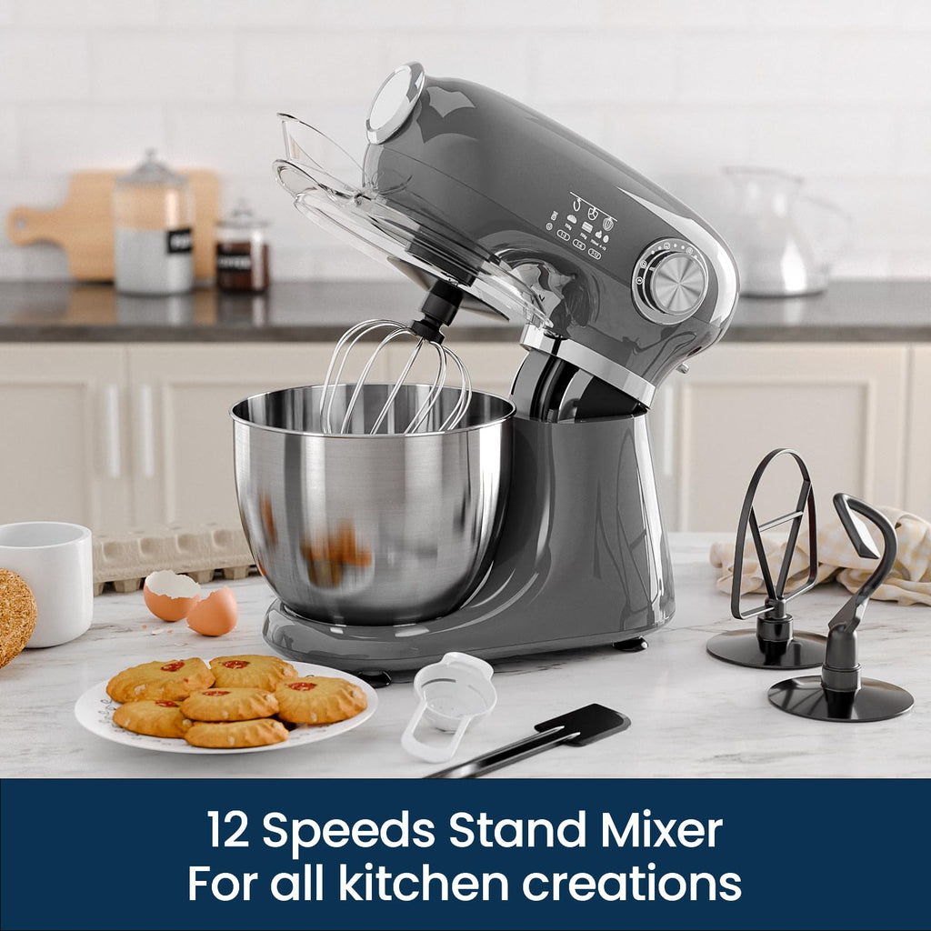Kismile 5.5QT 12-Speed Electric Stand Mixer, Tilt Head Kitchen Mixer, Red