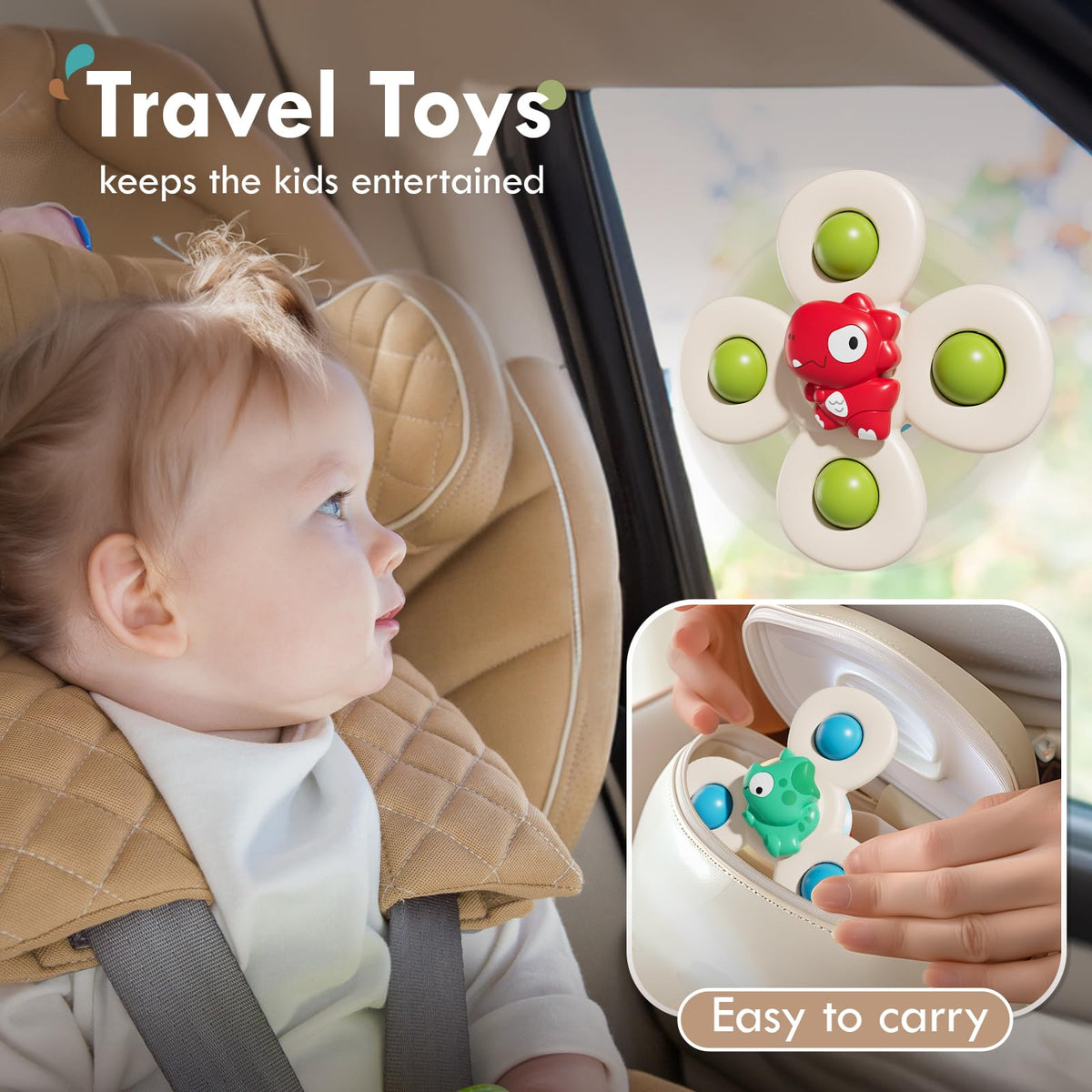 ALASOU Suction Cup Spinner Airplane Travel Toys for 1 Year Old Boy Girl
