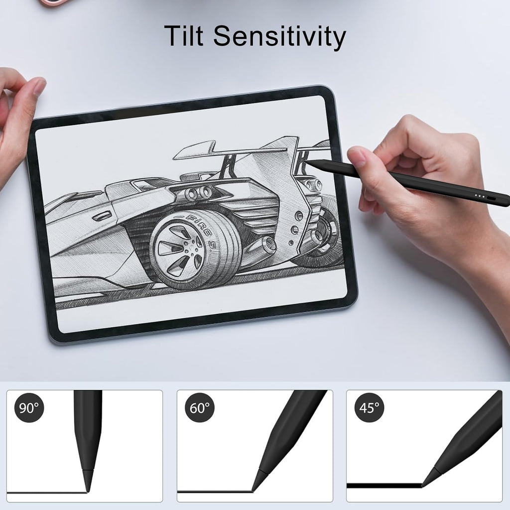 Stylus Pen for iPad, 13 mins Fast Charge Stylus with Palm Rejection, Tilt Sensitivity, Compatible with 2018-2025 iPad Air 3/4/5/6, iPad mini 5/6, iPad 6/7/8/9/10, iPad Pro 11"/12.9"/M4 (Black)