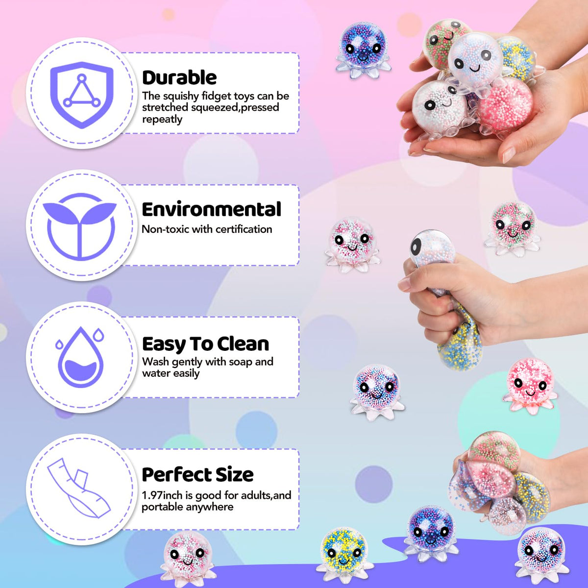 VESPRO 12Pack Fidget Toys Squishy ，Cute Bear Squeeze Ball