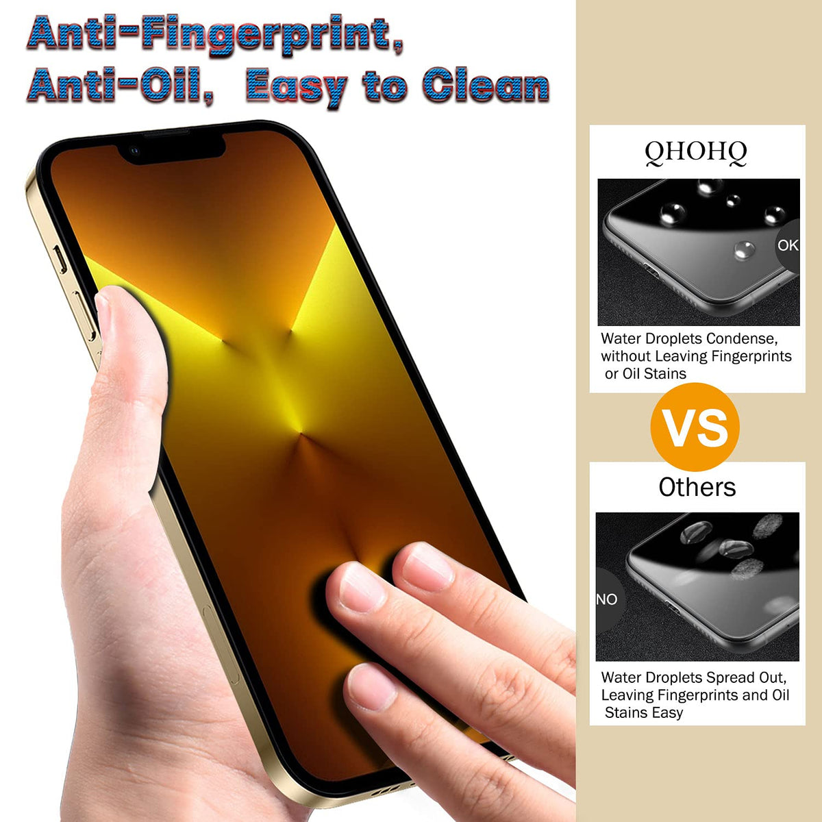 QHOHQ for iPhone 18 Pro Screen Protector, 9H+ Tempered Glass, 3+3 Pack