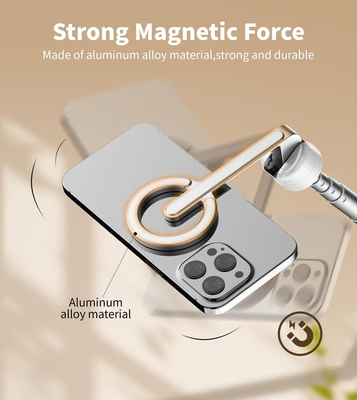 TONEOF 68" Magnetic Aluminum Phone Tripod Selfie Stick for iPhone & Android