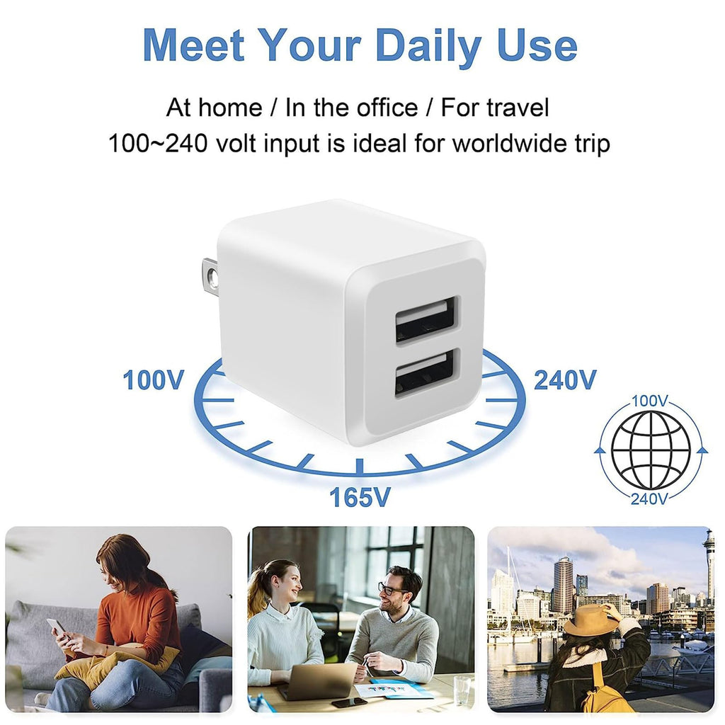 USB Wall Charger,DualPort Cube Power Adapter Charger Plug Block ChargingBox