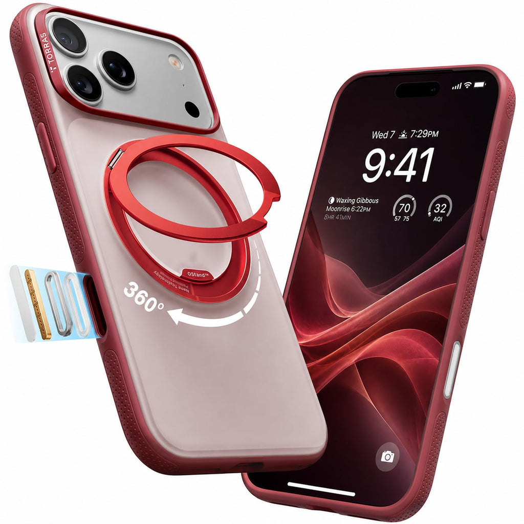 TORRAS 360 Magnetic Stand for iPhone 17 Pro Max Case, Clear