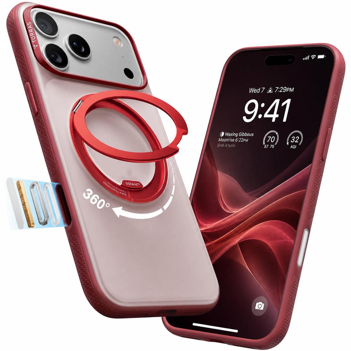 TORRAS 360 Magnetic Stand for iPhone 17 Pro Max Case, Clear