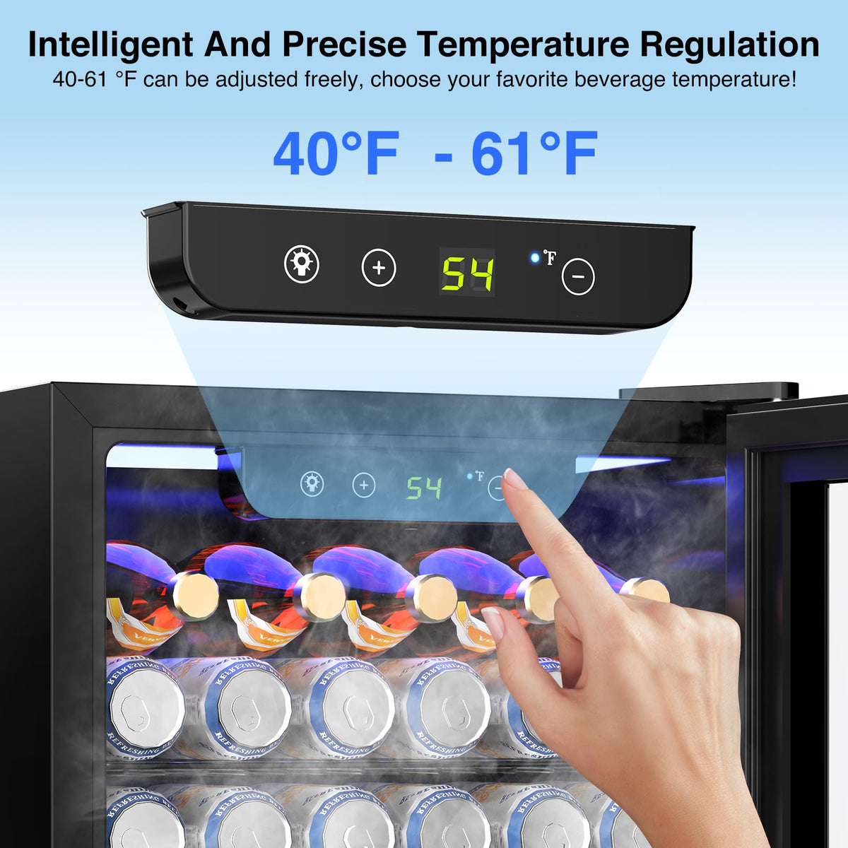 Kismile 18 Bottle Freestanding Wine Cooler Refrigerator, 1.7 Cu. Ft Mini Wine Fridge with Digital Temperature Control, Single Zone Cooling, Double-Layer Glass Door & Removable Shelves, 40-61°F