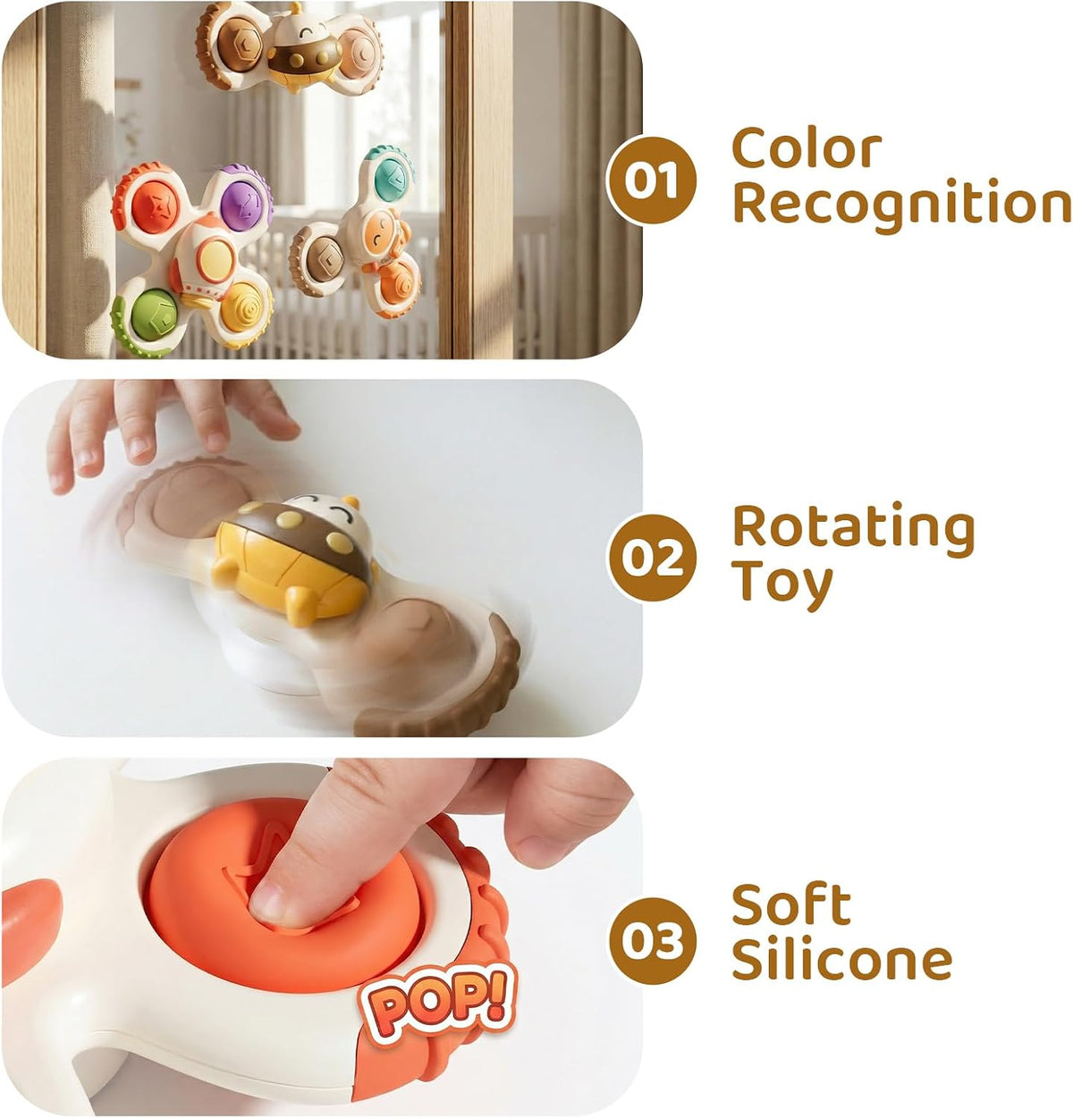 ALASOU Pop Suction Cup Spinner Airplane Travel Toys for 1 Year Old Boy Girl
