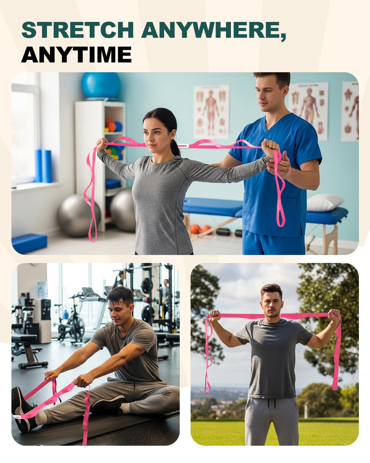 Trideer Stretching Strap with Loops, Yoga Strap, Stretch Bands for Exercise