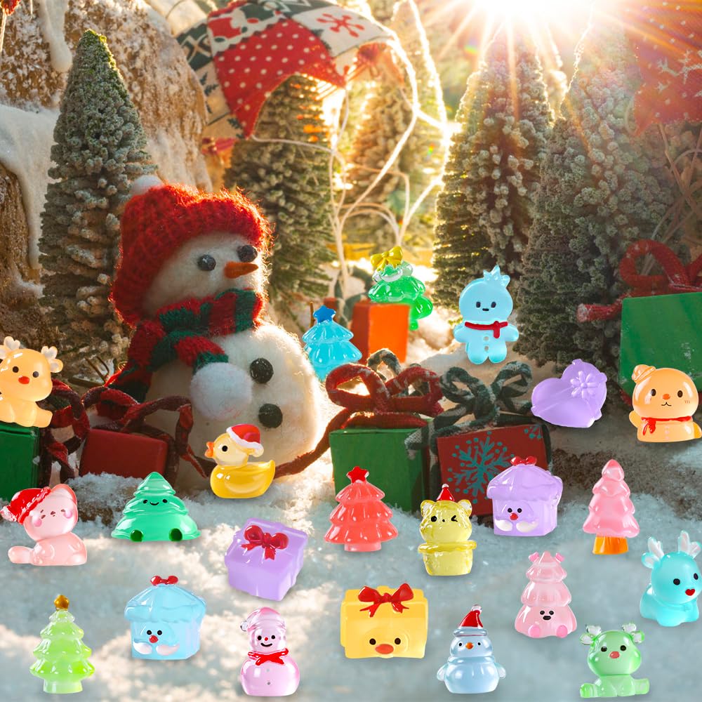 DIYDEC 40PCS Christmas Mini Ducks Figures Toys Miniature Resin Animal Decor