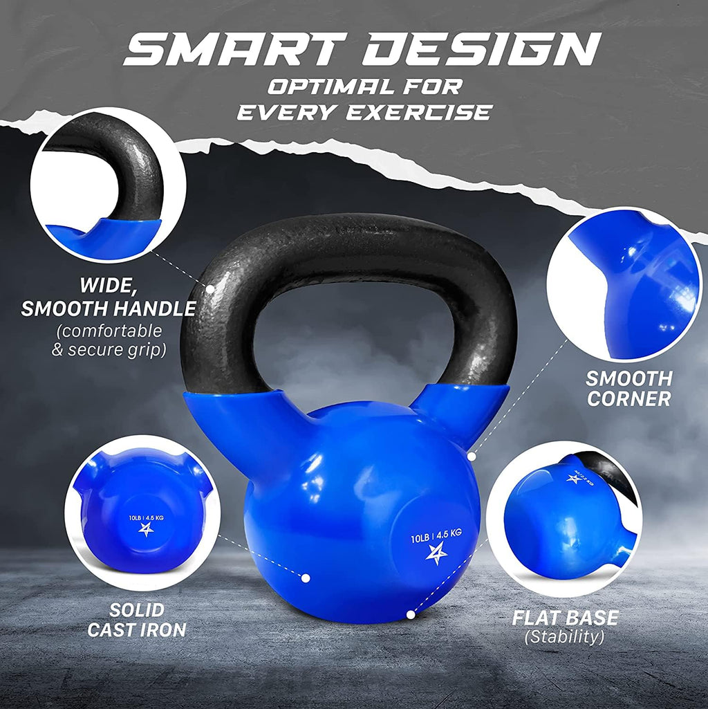 Yes4All Vinyl Kettlebell, 5–100 Lb Strength Training Kettlebell