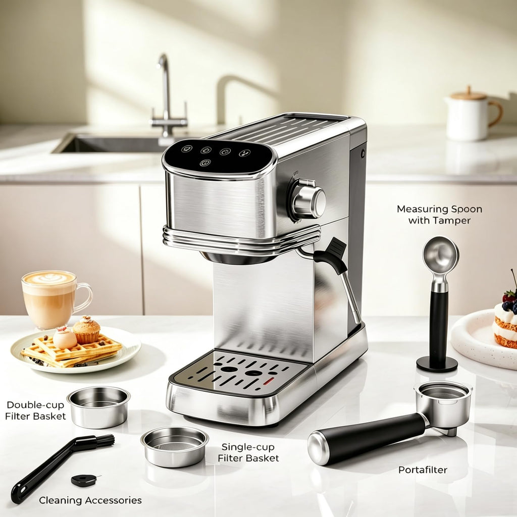 Kismile 20 Bar Stainless Steel Espresso Machine with Steam Milk Frother
