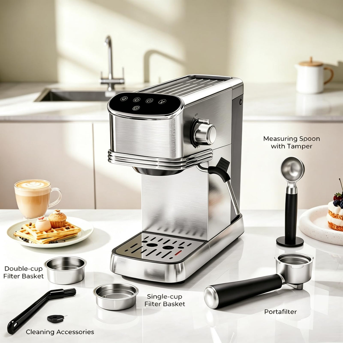Kismile 20 Bar Stainless Steel Espresso Machine with Steam Milk Frother