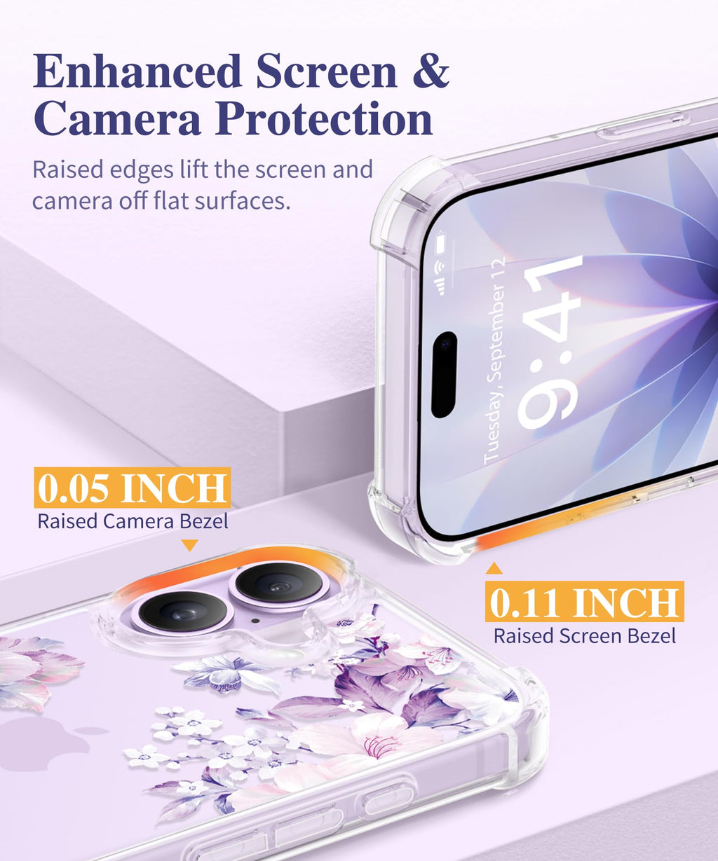 GVIEWIN for iPhone 18 Pro Max Case/17 Pro Max Case Floral Clear Slim Women