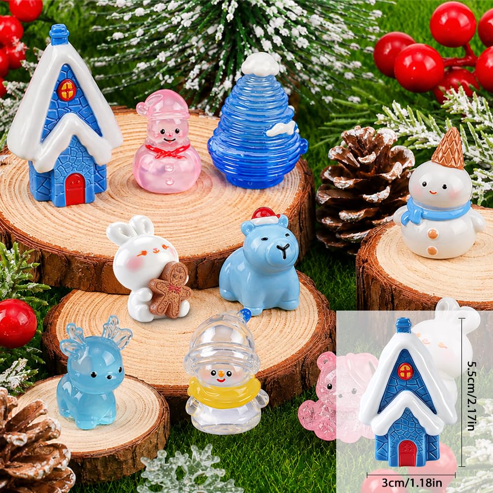 DIYDEC 40PCS Christmas Mini Ducks Figures Toys Miniature Resin Animal Decor